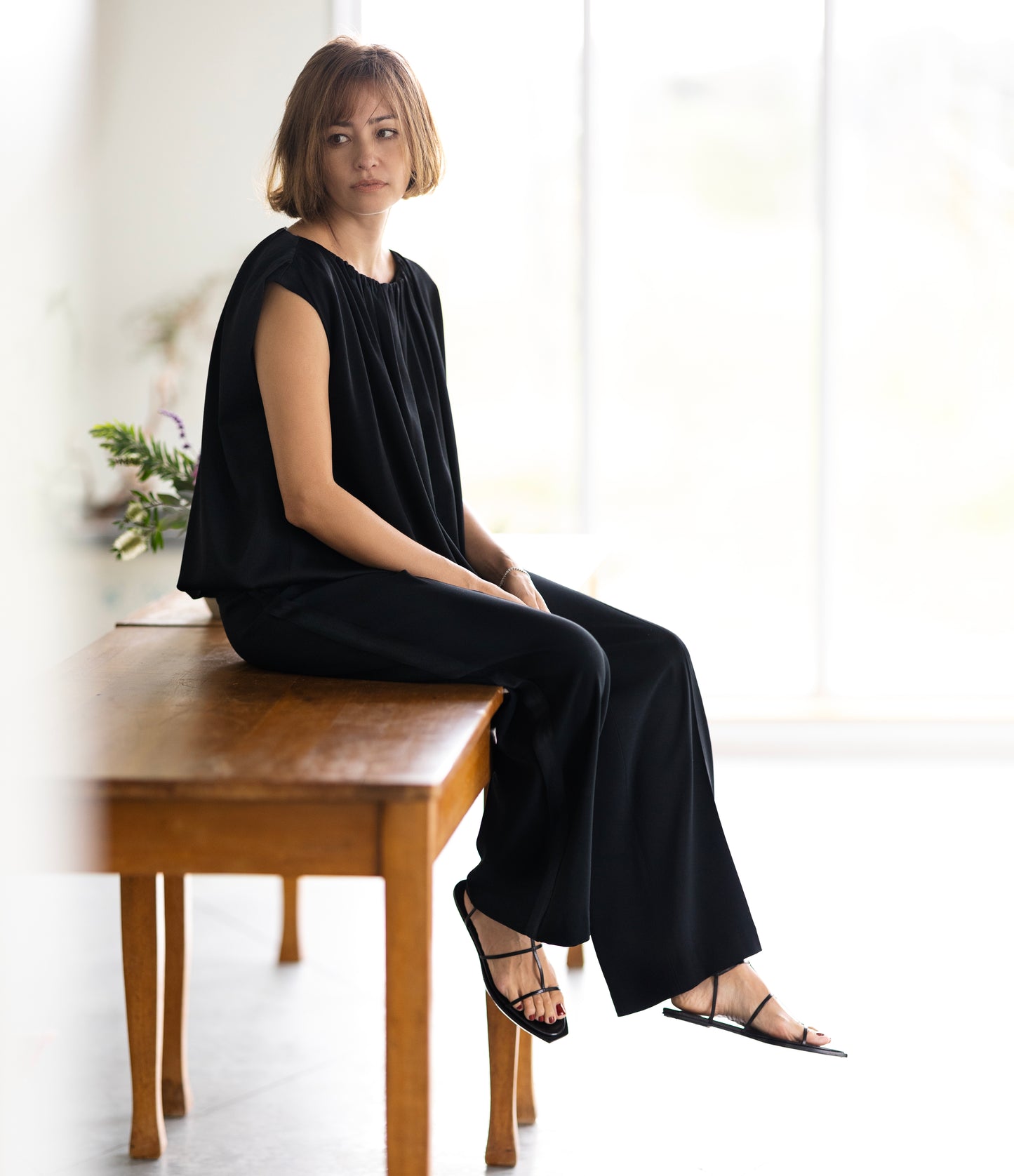 【NEW】Satin Georgette Sideline Drawstring Pants