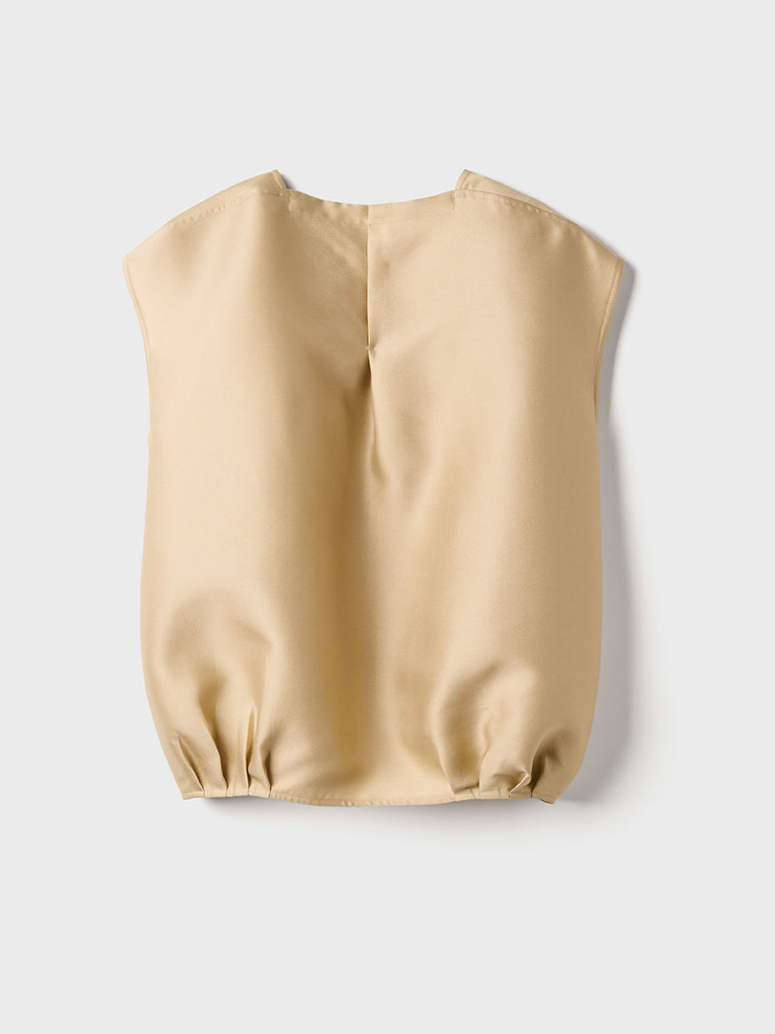 【Beige Restocked】Double Cloth Organdie Balloon Shell Tops