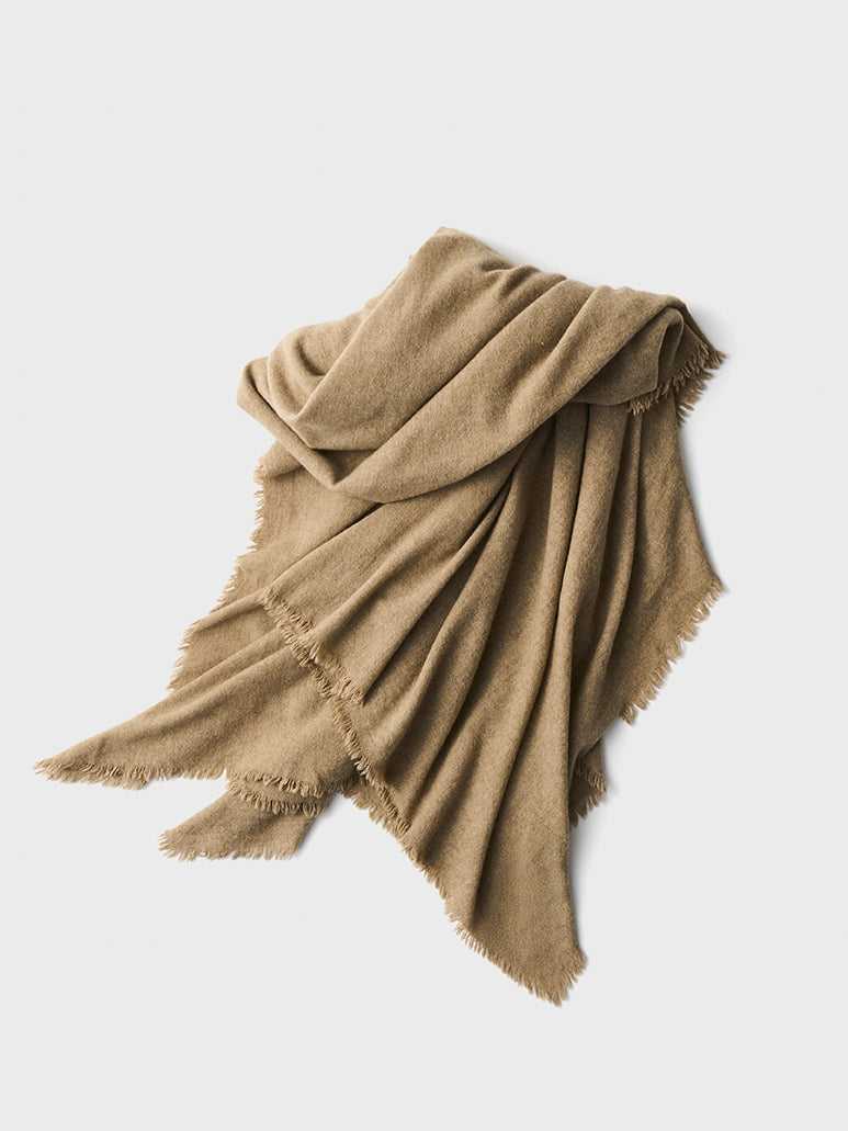 【Limited Stock】Fluffy Cashmere Stole Large (Natural Beige)
