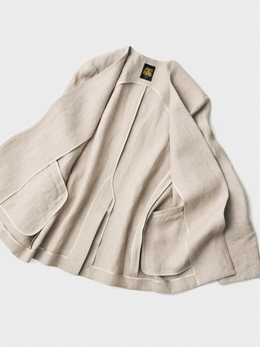 【Pre-order】French Linen Collarless Jacket