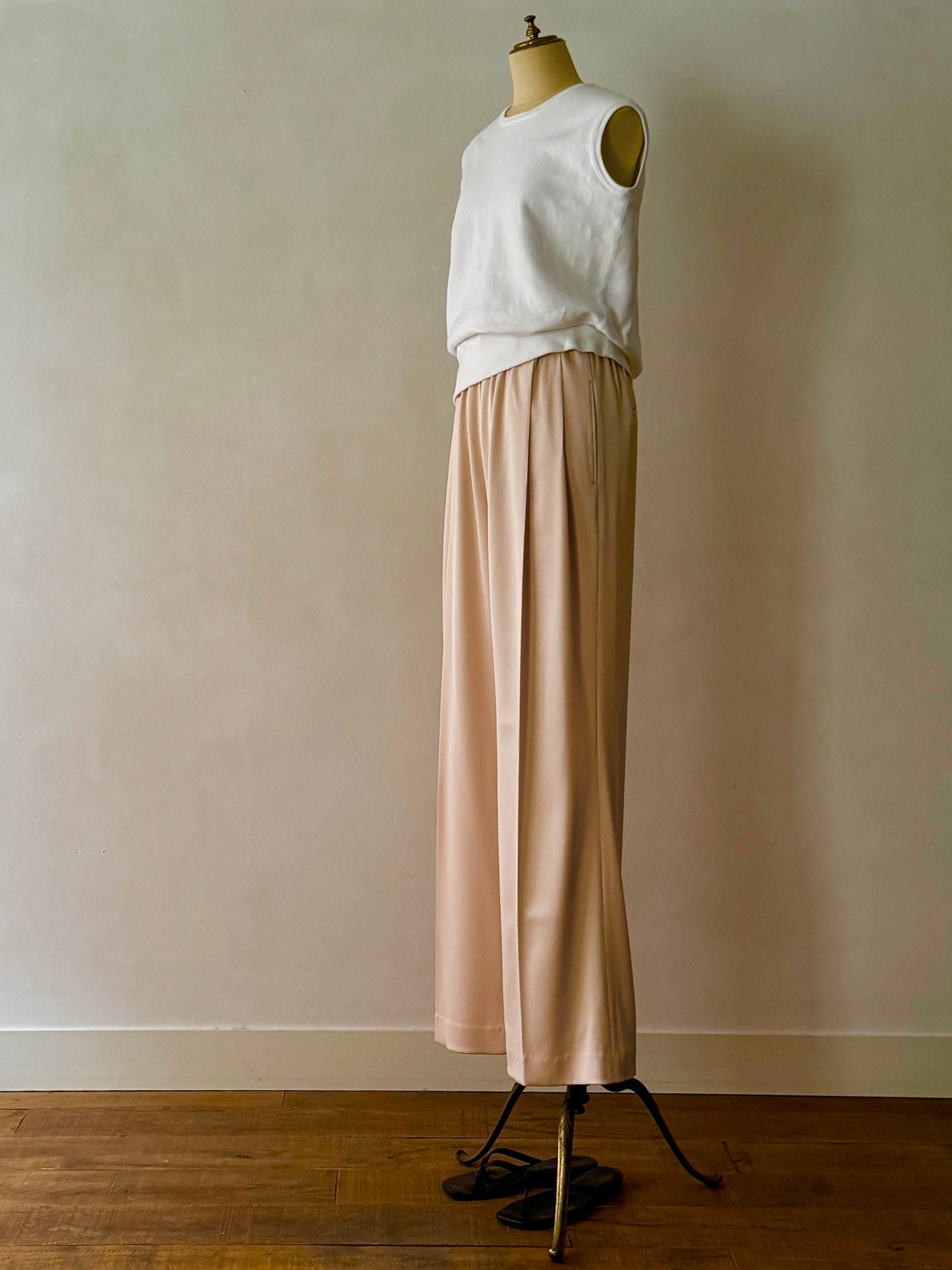 【Limited Stock】 Silky Satin Georgette Tuck Pants