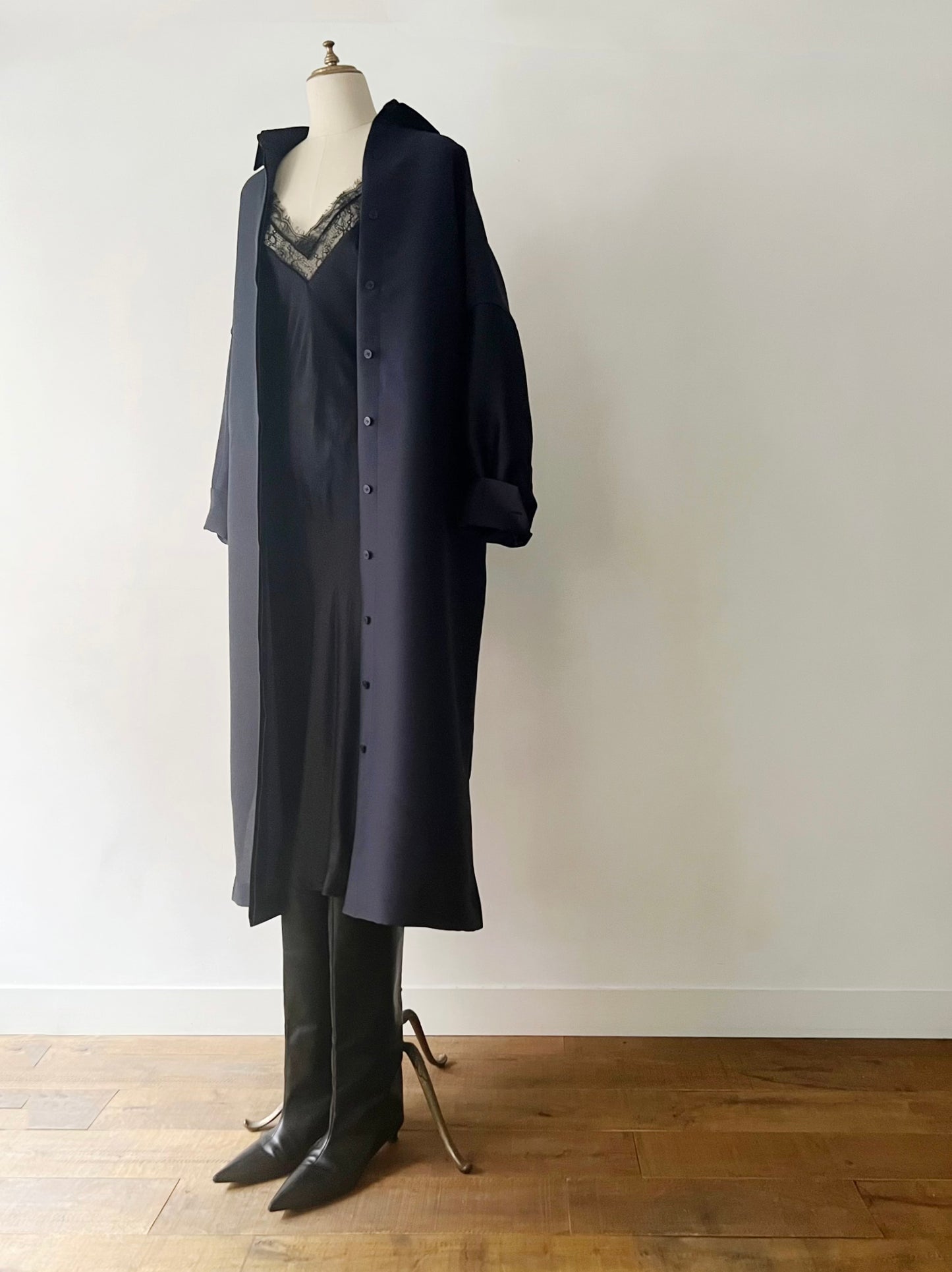 【Limited Stock】 Double Cloth Organdie Shirt Dress Coats
