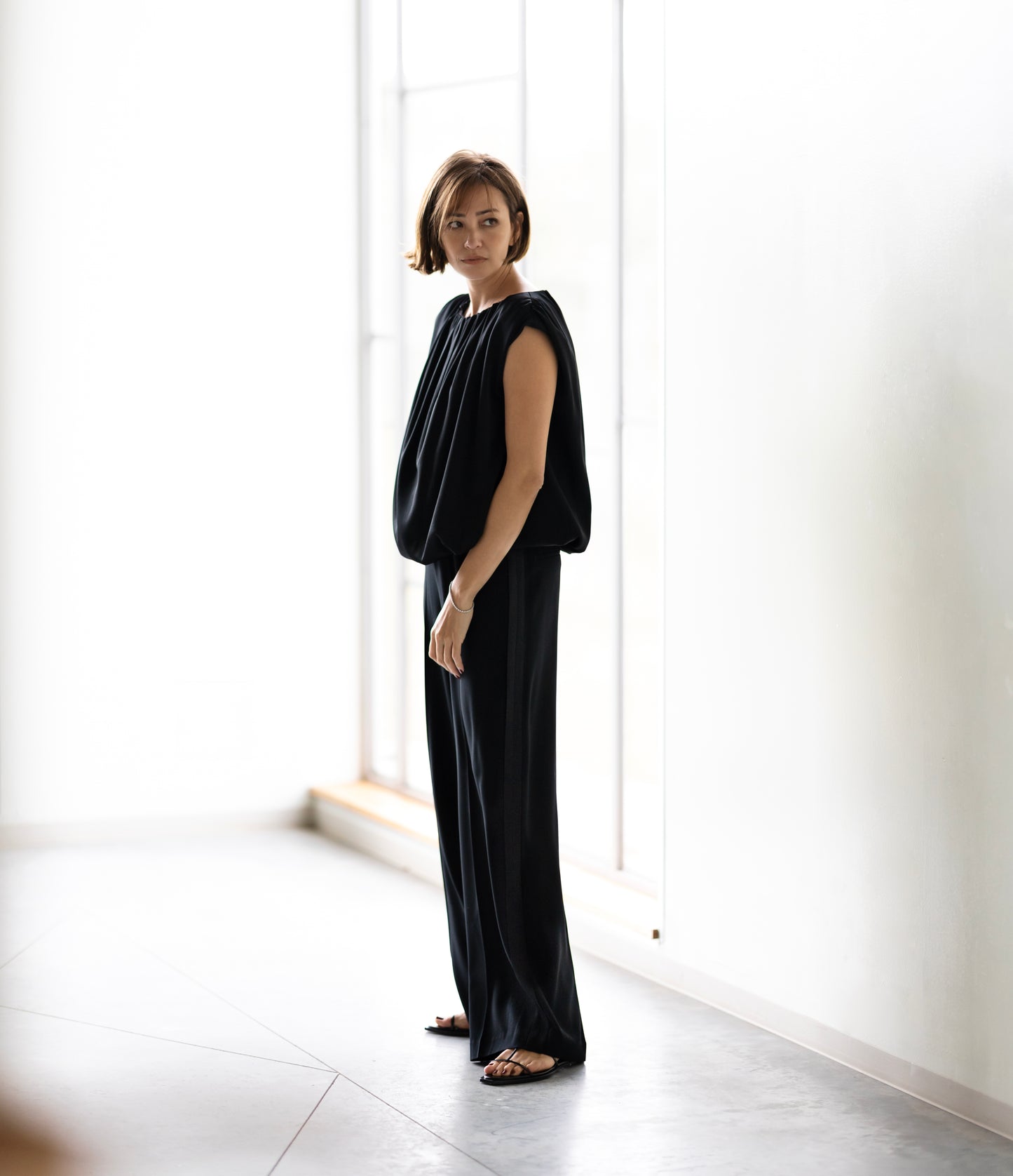 【Limited Stock】 Satin Georgette Drape Tops