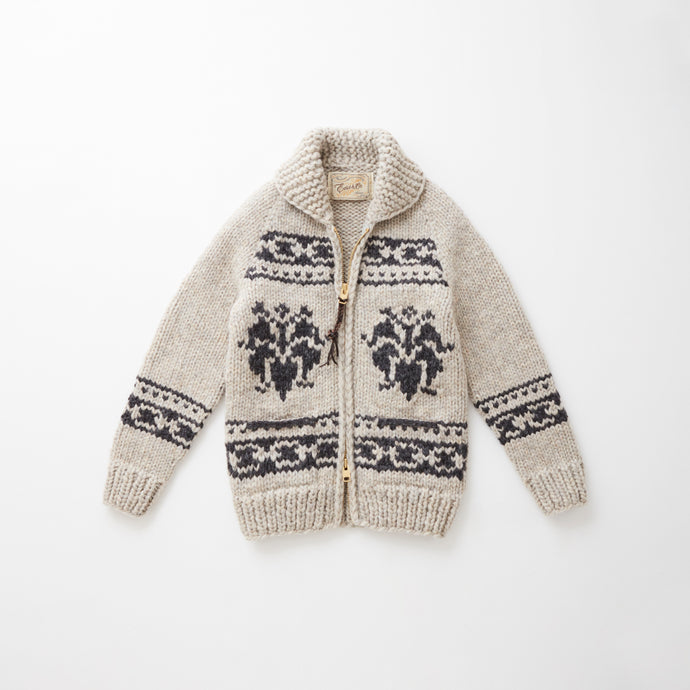 e&c.53b Lily Zip Up Sweater (L.Oatmeal x Charcoal)
