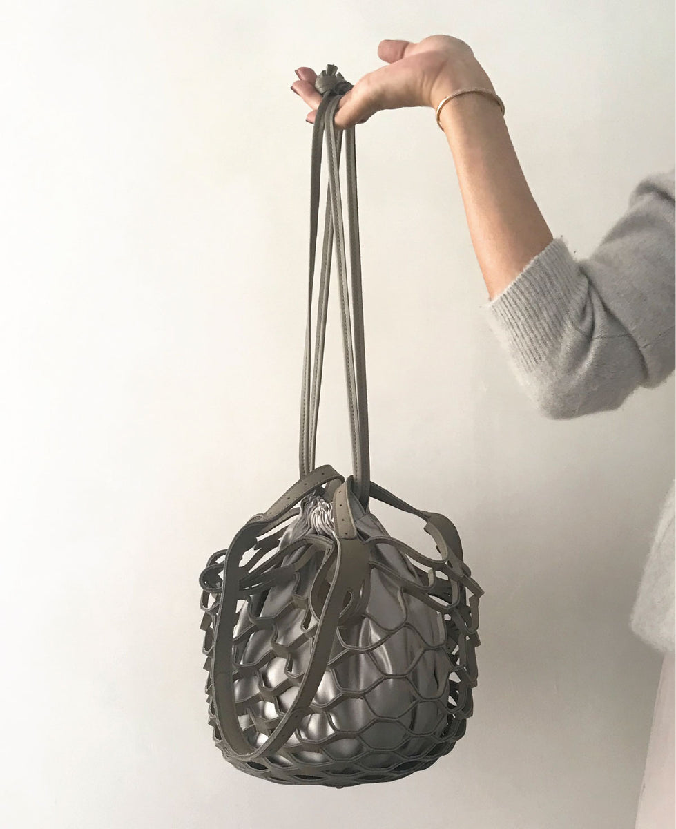 [Restock] multi-way mesh bag mini [Mocha (Gray Beige) x Light Gray Beige]