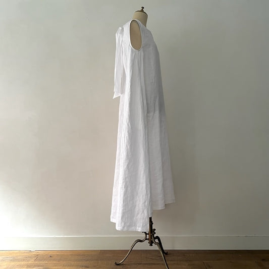 【Limited Stock】French Linen Back Ribbon Dress