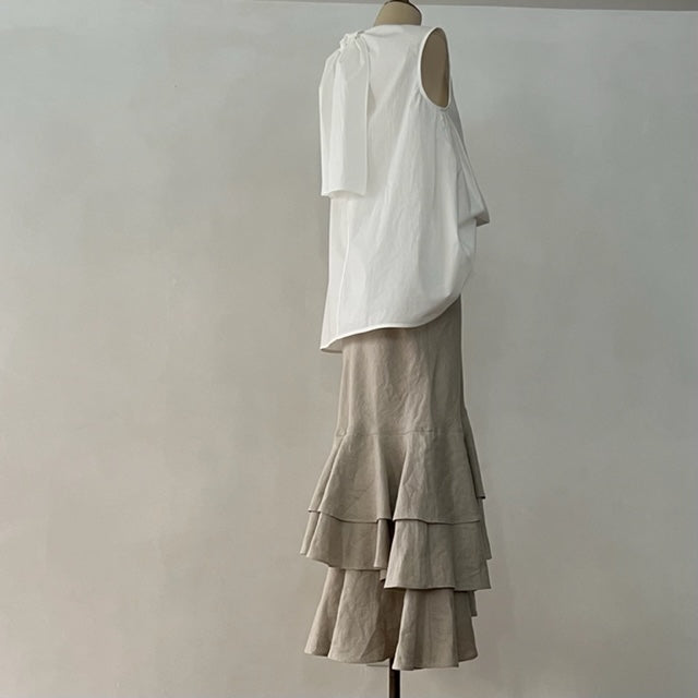 Black ラスト1枚 e&c.-dm-SK9003 French Linen Raffle Skirt – edit & co.