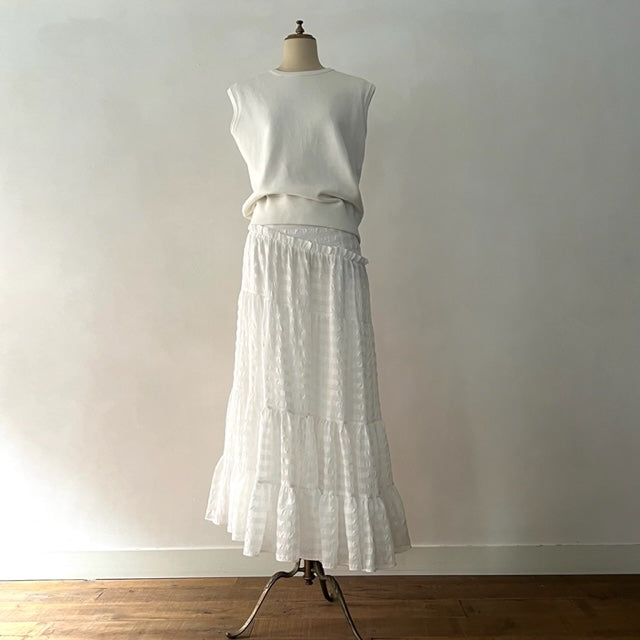 *Whiteラスト1点e&c.-dm-SK9004　Escargot Tiered Skirt