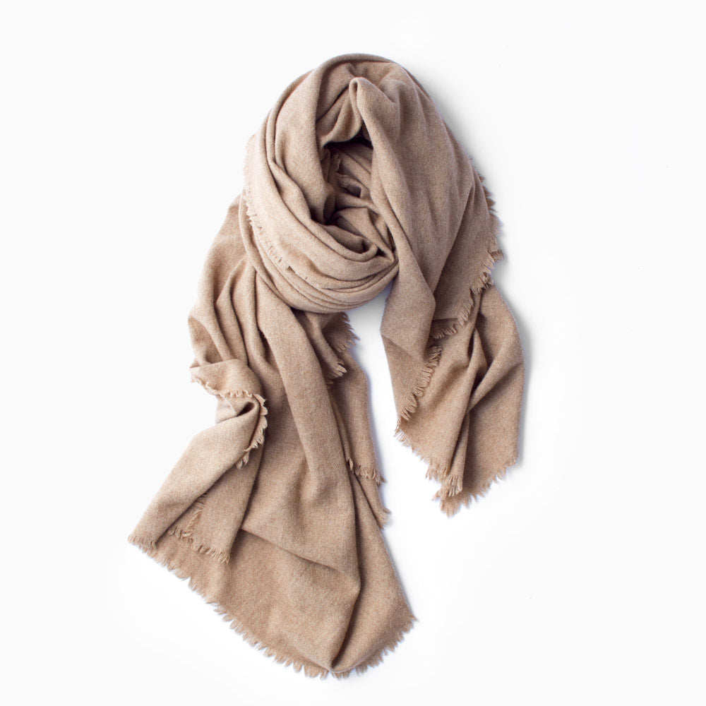 【Limited Stock】Fluffy Cashmere Stole Large (Natural Beige)