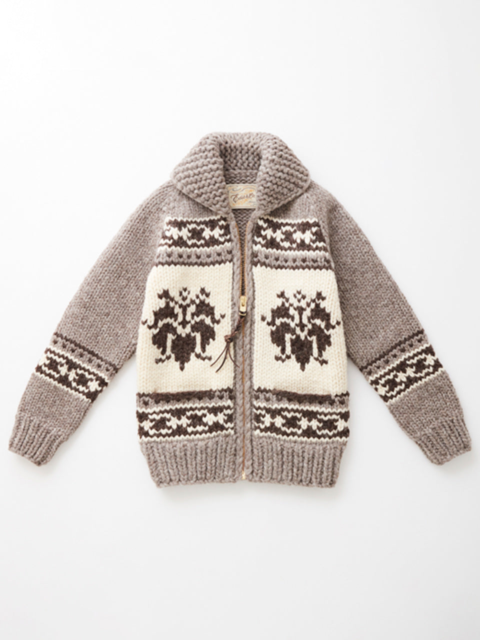 e &amp; c.53a Lily Zip Up Sweater Tricolor (Natural Brown)
