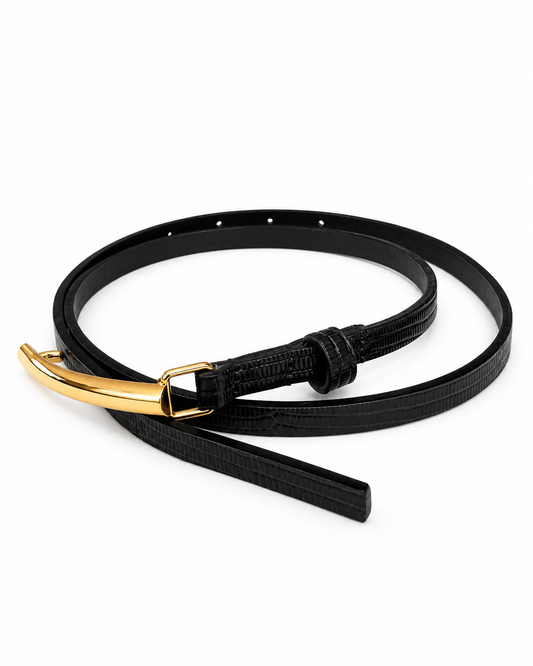 【 Pre-order】Gold Buckle Narrow Belt