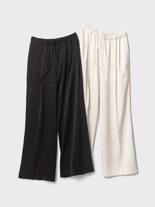 【NEW】Silky Satin Georgette Tuck Pants
