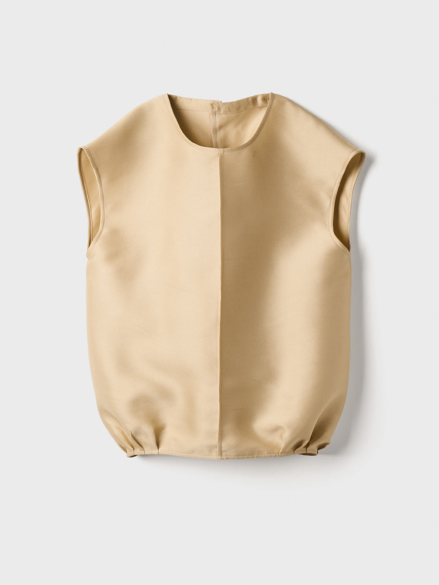 【Beige Restocked】Double Cloth Organdie Balloon Shell Tops