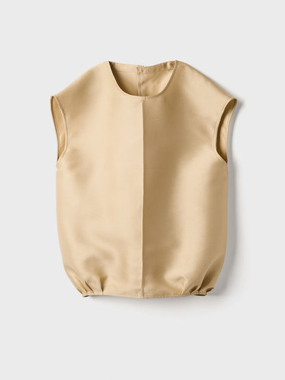 【Beige Restocked】Double Cloth Organdie Balloon Shell Tops