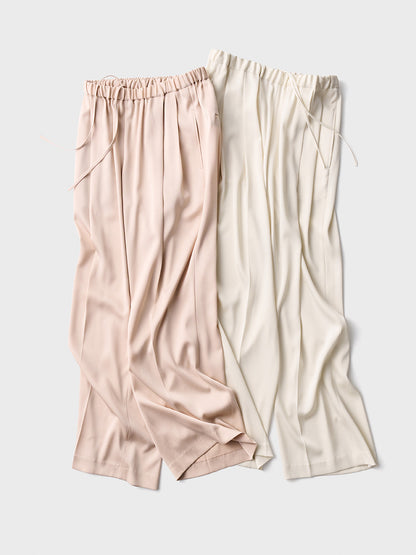 【Limited Stock】 Silky Satin Georgette Tuck Pants
