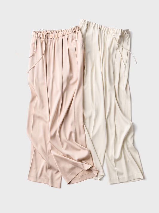【Limited Stock】 Silky Satin Georgette Tuck Pants