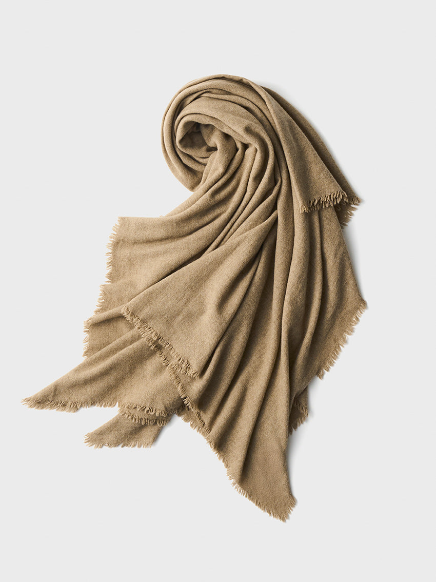 【Limited Stock】Fluffy Cashmere Stole Large (Natural Beige)