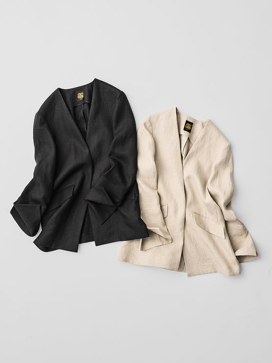 【Pre-order】French Linen Collarless Jacket