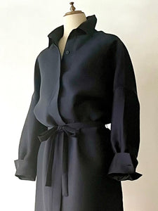 【BLACK/WHITE残りわずか 】Double Cloth Organdie Shirt Dress Coats