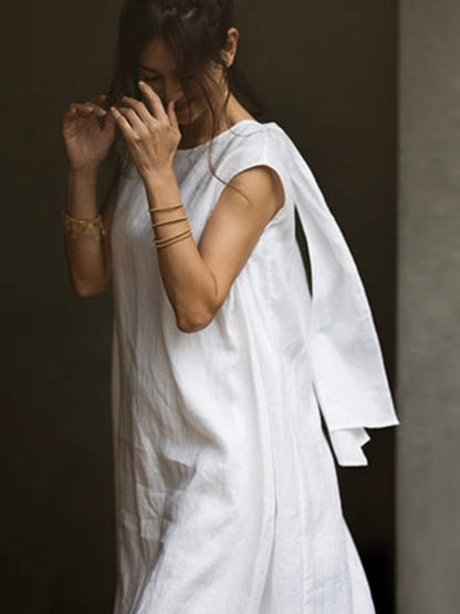 【Limited Stock】French Linen Back Ribbon Dress