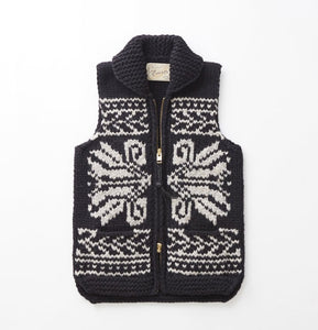 e&c.86b Lithuanian Lily zip up  Vest  (Black x L.Oatmeal)