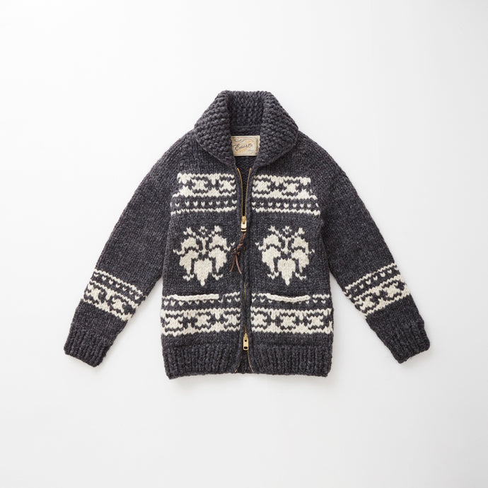 *受注販売 e&c.53g Lily Zip Up Sweater (Charcoal x Ivory)