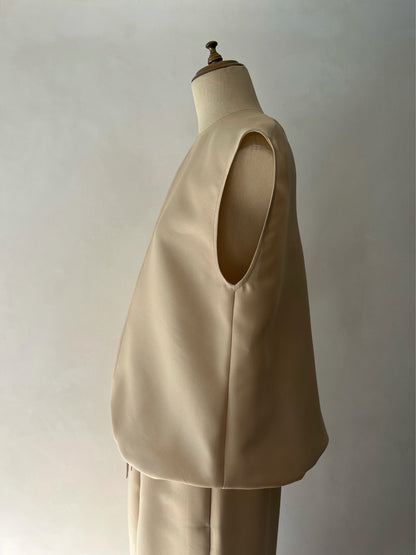 【Beige Restocked】Double Cloth Organdie Balloon Shell Tops