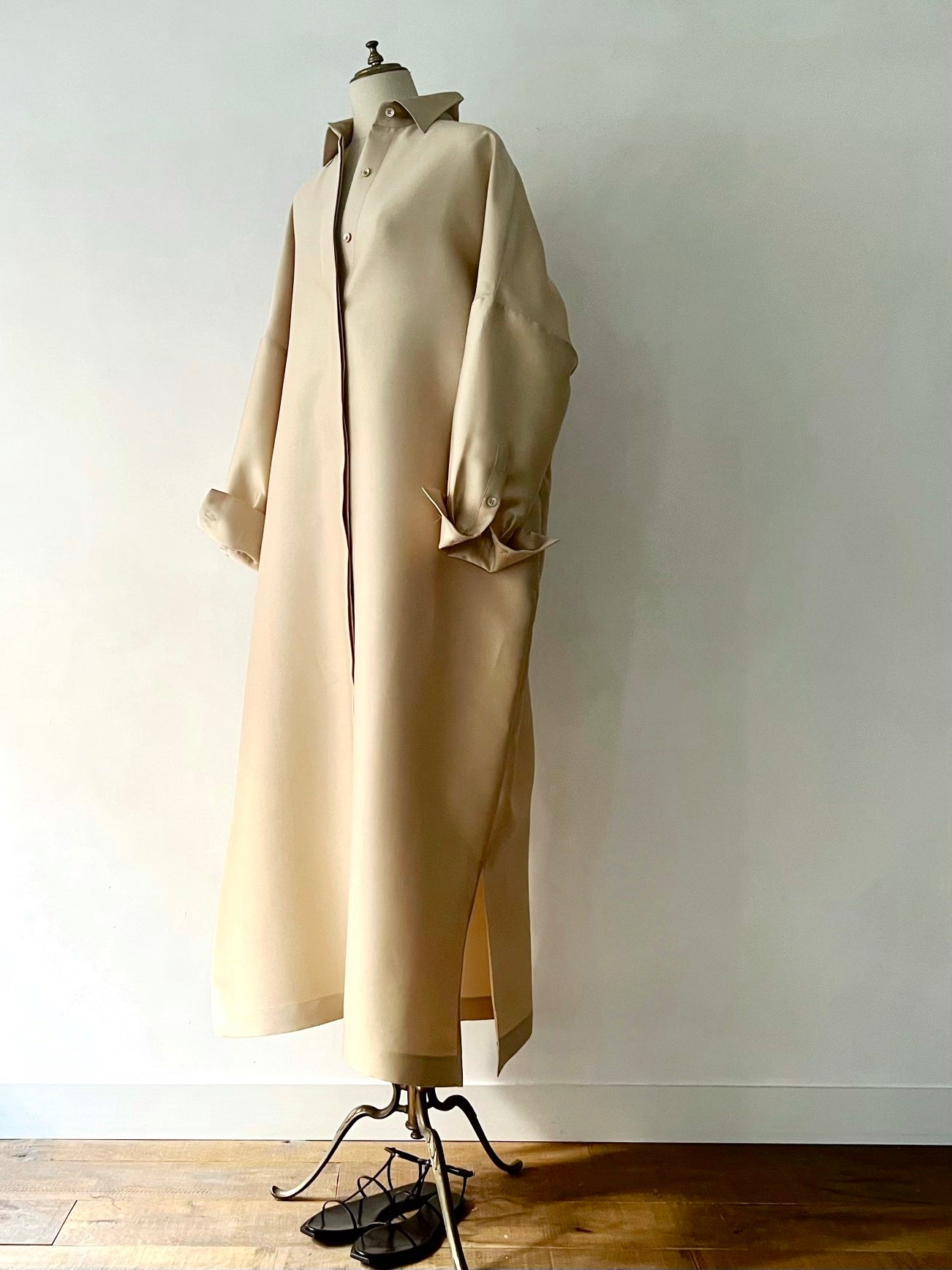 【Limited Stock】 Double Cloth Organdie Shirt Dress Coats