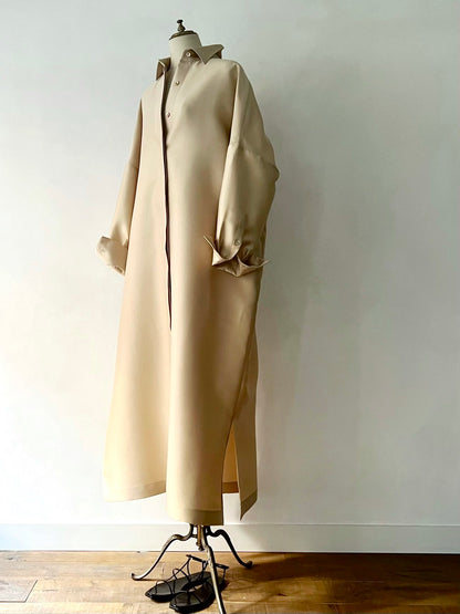 【Limited Stock】 Double Cloth Organdie Shirt Dress Coats