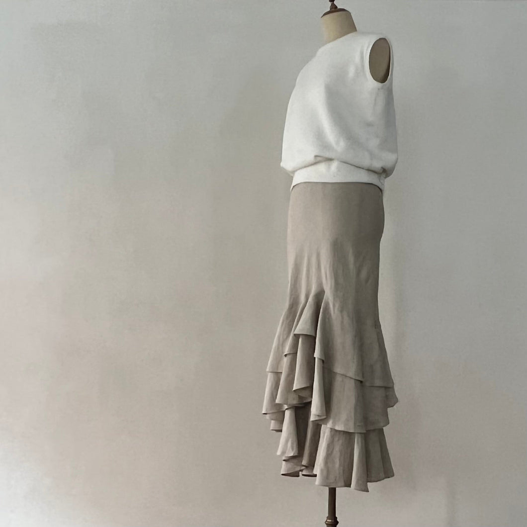 * sold out  e&c.-dm-SK9003 French Linen Raffle Skirt