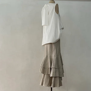 * sold out  e&c.-dm-SK9003 French Linen Raffle Skirt