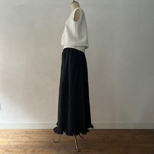 *残りわずか e&c.-dm-SK9001　French Linen Frilled Hem Gather Skirt