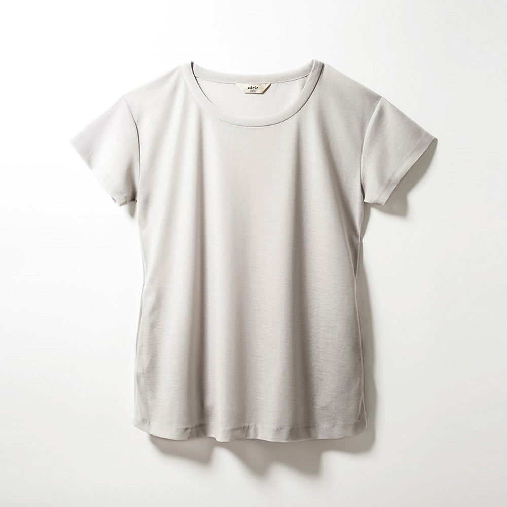 Crew Neck T-shirts with Pockets (Pale Gray)