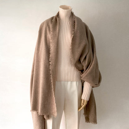 【Limited Stock】Fluffy Cashmere Stole Large (Natural Beige)